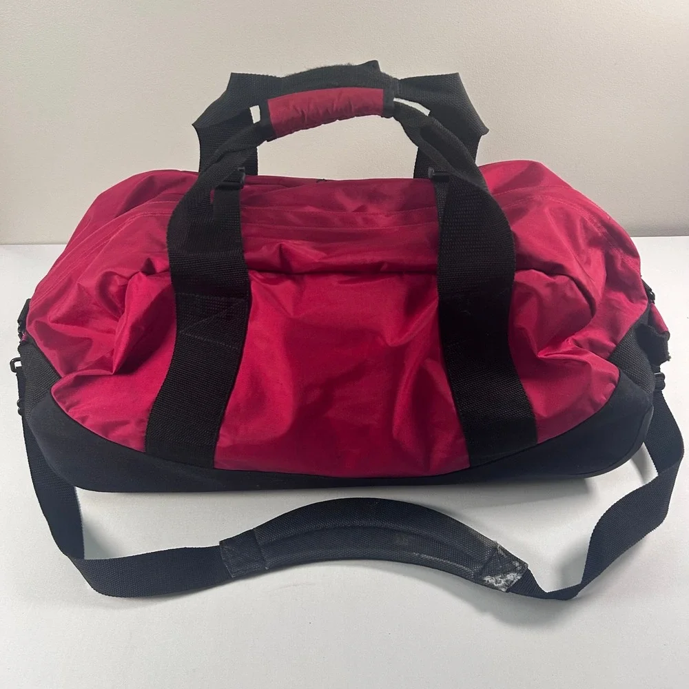 Vintage LL Bean Rolling Duffle Bag Red Black Wheeled Travel Luggage Medium